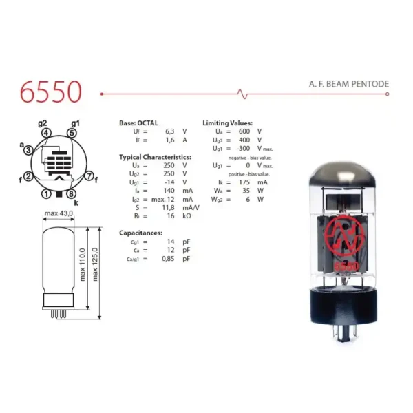 Válvula 6550 JJ datasheet